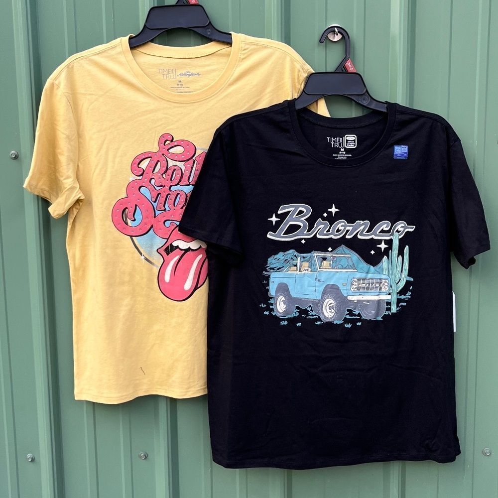 Women’s Rolling Stones & Ford Bronco Soft Comfy T-Shirts 2-Pack Size M
